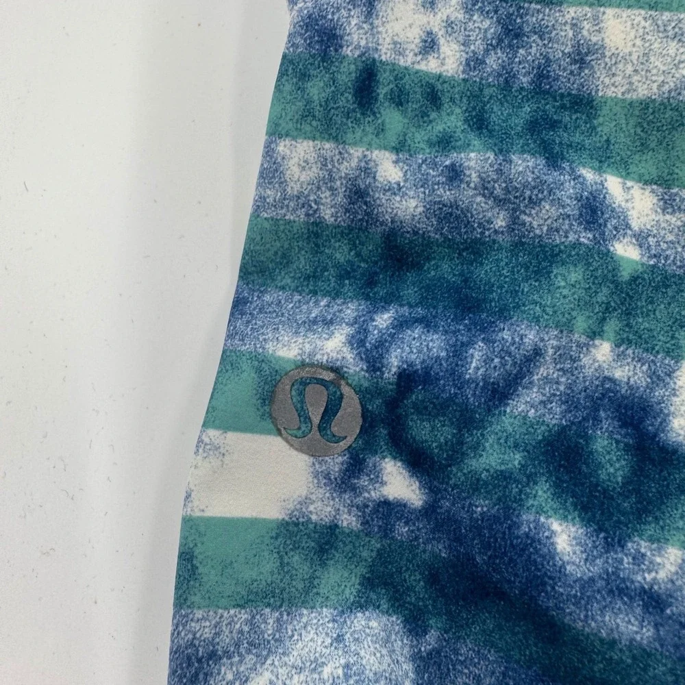 Lululemon Mens Current State Board Shorts‎ Blue Teal Striped Tie Dye Size 36